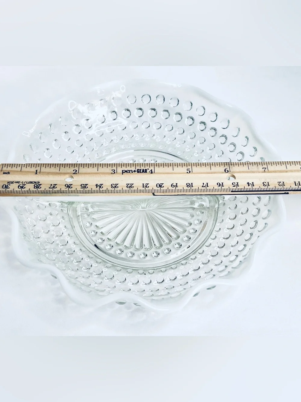 Vintage Anchor Hocking Moonstone Hobnail Divided Relish Serving Dish